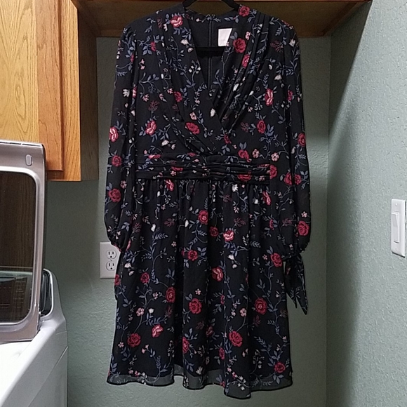 NWOT Gal Meets Glam Floral Black Cherry Midi Dress - Picture 5 of 14